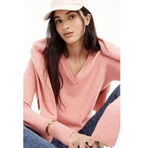J.Crew Women's V-Neck Pullover Sweater Super Soft Pink M Long Sleeve Casual
